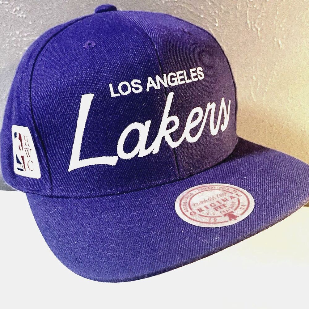 LA Lakers Mitchell & Ness Script HWC Hat Rare Griswold Kobe Snapback